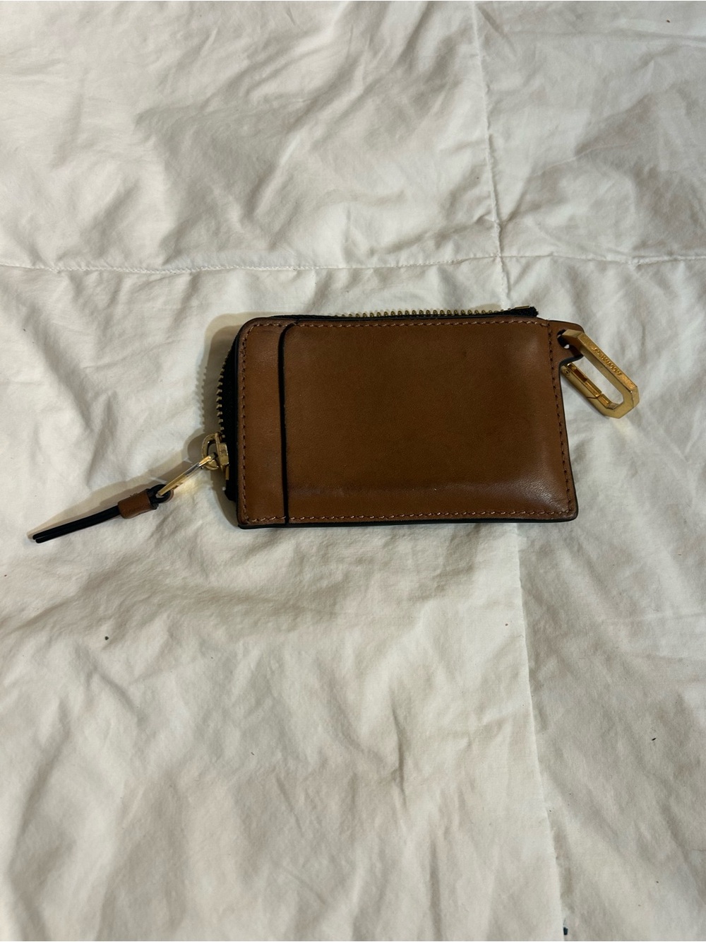 All Saints Brown Leather Card Wallet with Zip and Key Clip